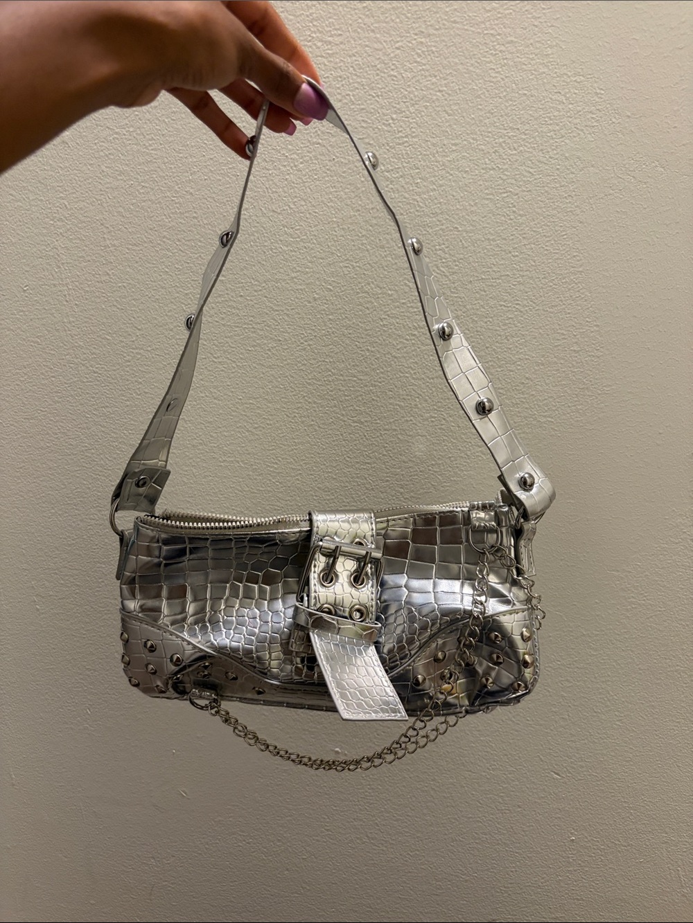 Silver Metallic Shoulder Bag